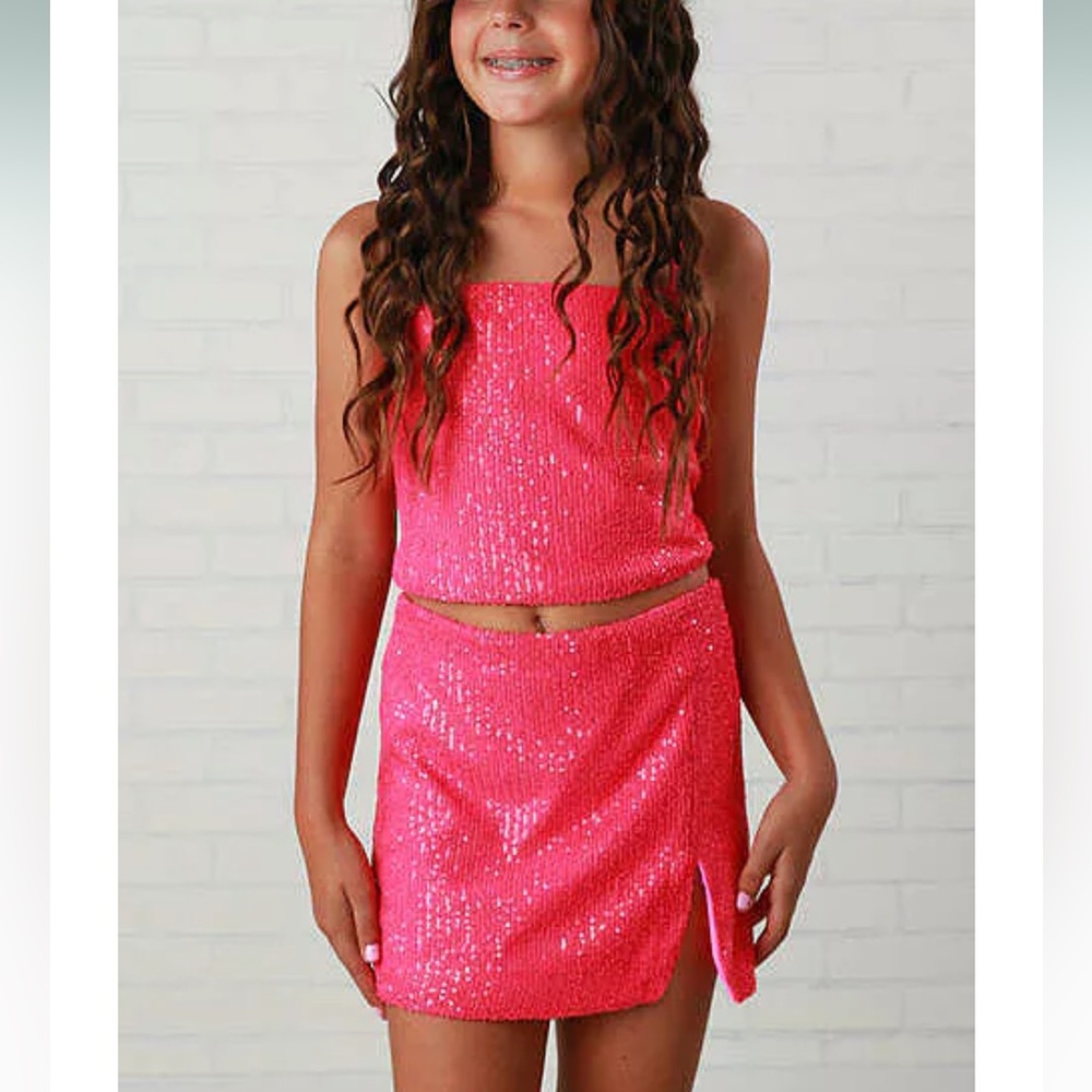 Katie J NYC Pink Sequin Matching Set XL